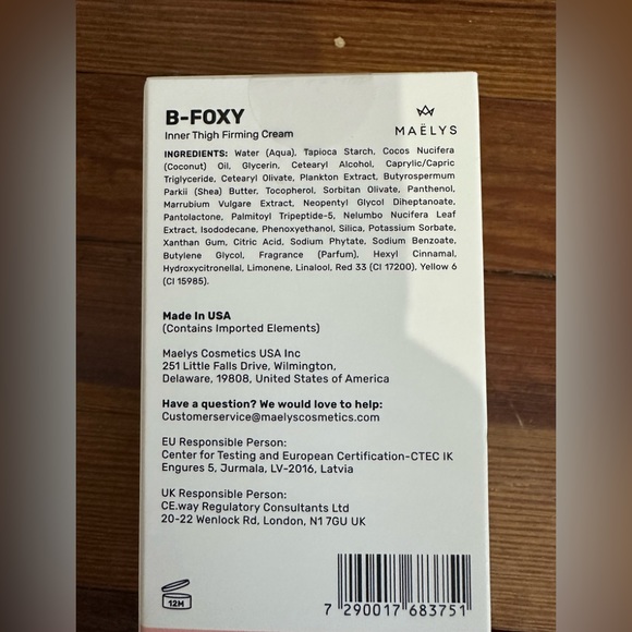 🔥 MAELYS B-FOXY Inner Thigh Firming Cream, Retails $49 SEALED BOX - Picture 2 of 5